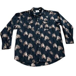 Real Work Wear Original Mens Western Wild Horses Button Up Shirt 2X